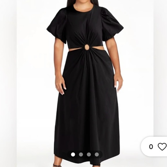 Scoop Puff Sleeve O-Ring Cut Out Dress - Picture 1 of 5